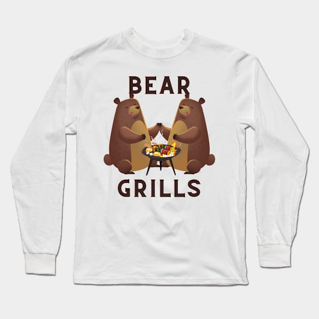 Animal Pun Bear Grills Long Sleeve T-Shirt by NewbieTees